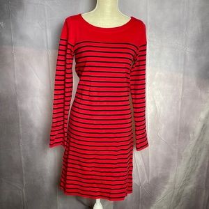 JONES NEW YORK LONG SLEEVED SPORTY RUGBY DRESS RED/BLUE STRIPED SIZED S